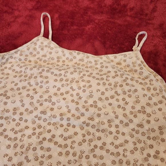 GAP Stretch Womens Crop Tank Top Floral Print White Brown Adjustable Sz Medium - Picture 6 of 9